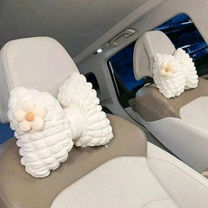Car Headrest Lumbar Support Creative Cute Flower Car Seat Neck Pillow Lumbar Pillow Car Supplies Car Cushion Four Seasons Universal Women's Headrest Lumbar Support Set