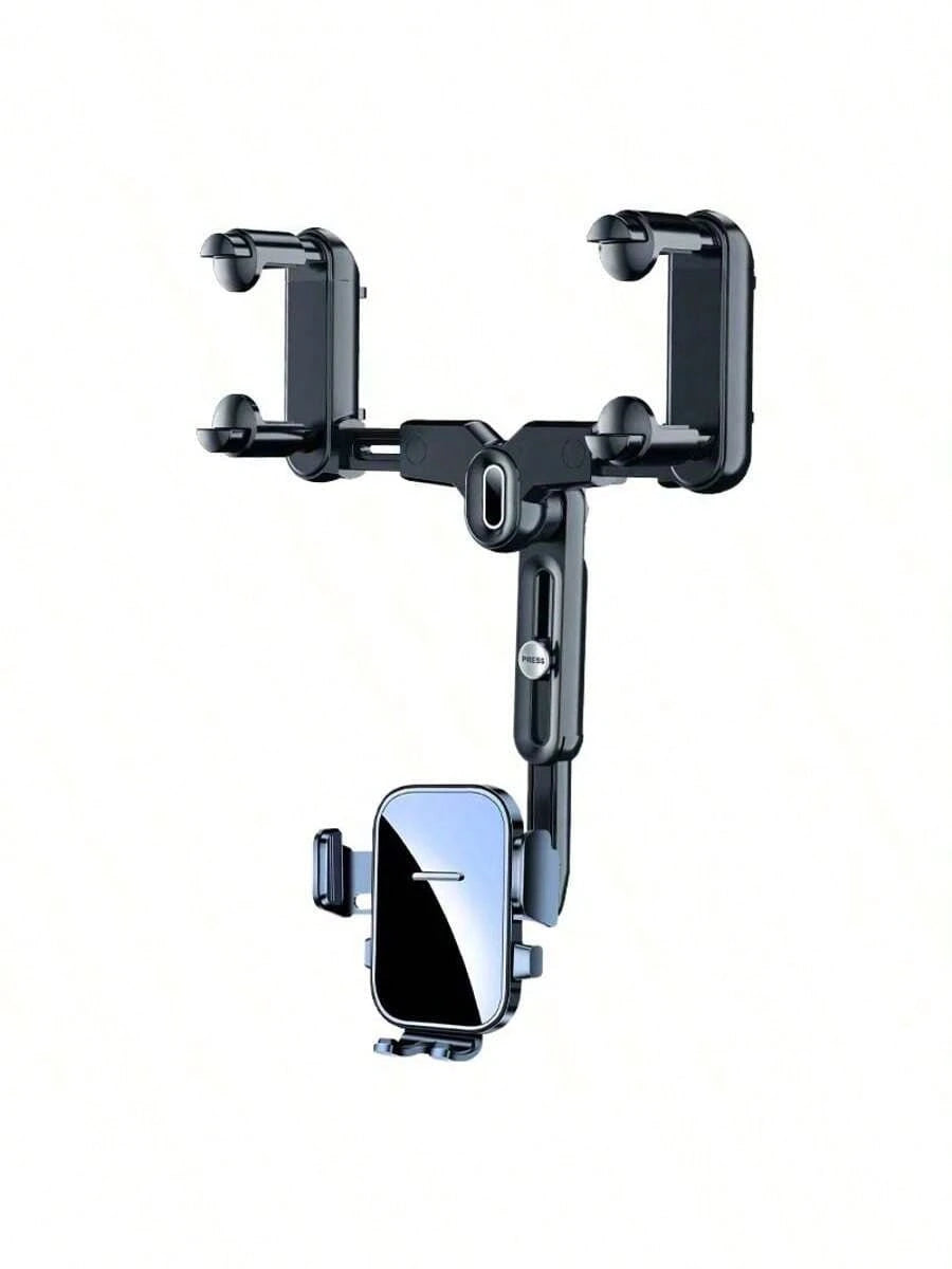 Car Rearview Mirror Navigation Phone Holder Features 360° Rotation And Telescopic Extension Compatible With IPhone And All Smartphones