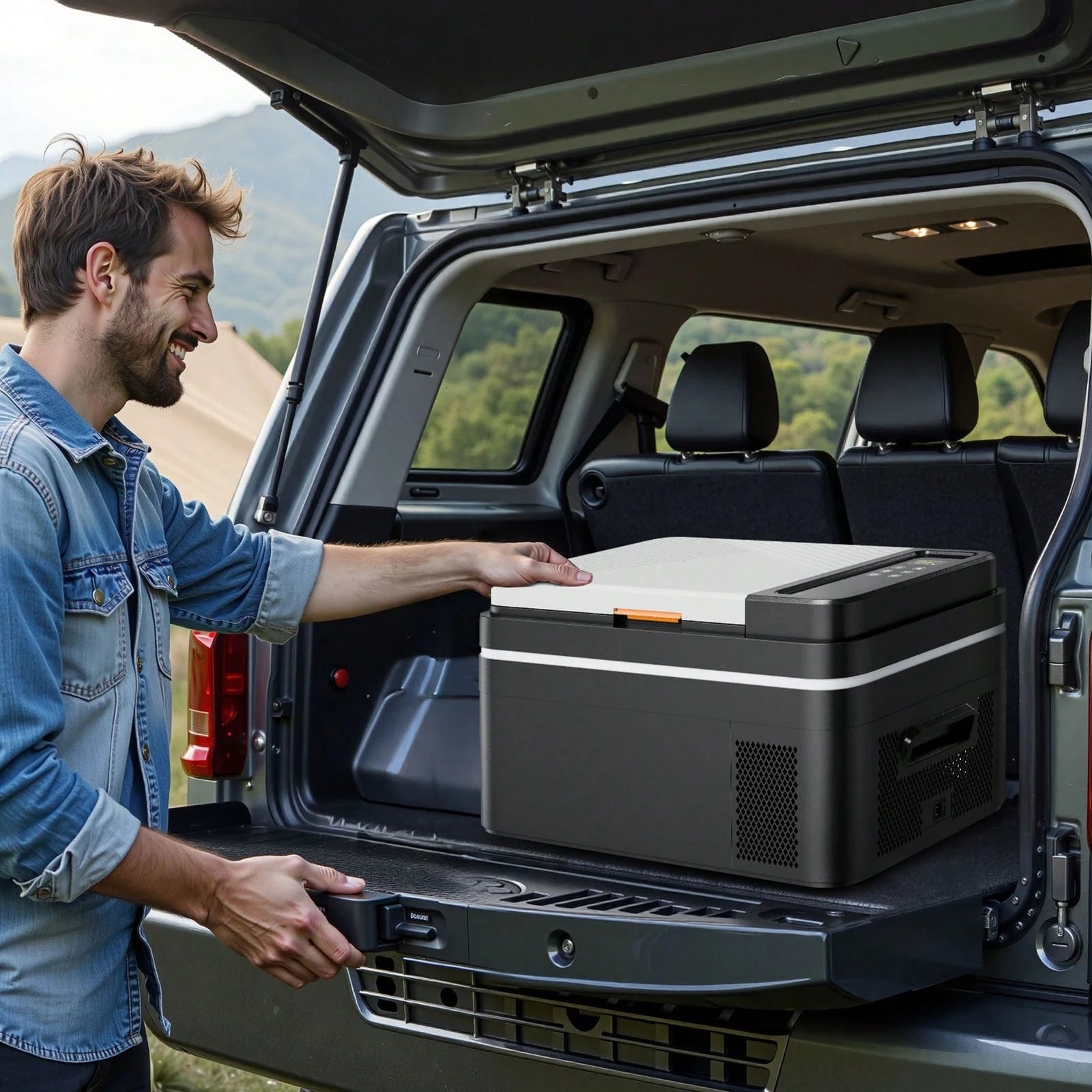 Car Refrigerator, DC 12/24V AC100-240V Compressor Electric Cooler,-4°F To 68°F Car Fridge With APP Control, 23 QT Cars Freezer For RVs, Campsites, Boats, Camping, Fishing, 45W Portable Freezer