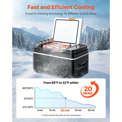 Car Refrigerator, DC 12/24V AC100-240V Compressor Electric Cooler,-4°F To 68°F Car Fridge With APP Control, 23 QT Cars Freezer For RVs, Campsites, Boats, Camping, Fishing, 45W Portable Freezer