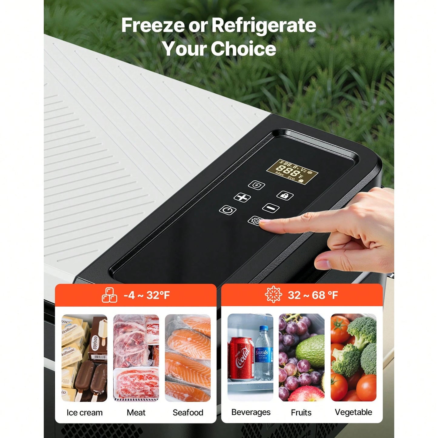 Car Refrigerator, DC 12/24V AC100-240V Compressor Electric Cooler,-4°F To 68°F Car Fridge With APP Control, 23 QT Cars Freezer For RVs, Campsites, Boats, Camping, Fishing, 45W Portable Freezer