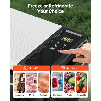 Car Refrigerator, DC 12/24V AC100-240V Compressor Electric Cooler,-4°F To 68°F Car Fridge With APP Control, 23 QT Cars Freezer For RVs, Campsites, Boats, Camping, Fishing, 45W Portable Freezer