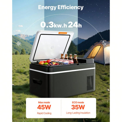 Car Refrigerator, DC 12/24V AC100-240V Compressor Electric Cooler,-4°F To 68°F Car Fridge With APP Control, 23 QT Cars Freezer For RVs, Campsites, Boats, Camping, Fishing, 45W Portable Freezer