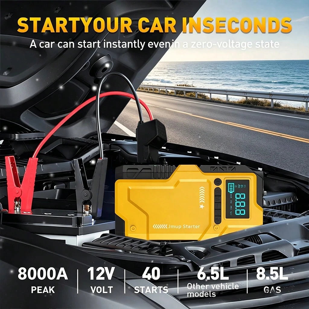 Car Repair Tools/Heavy Duty Car Battery Starter, 150PSI Tire Air Compressor, 12V Car Emergency Jump Starter, 8000A Emergency Start Battery Pack And Power Supply