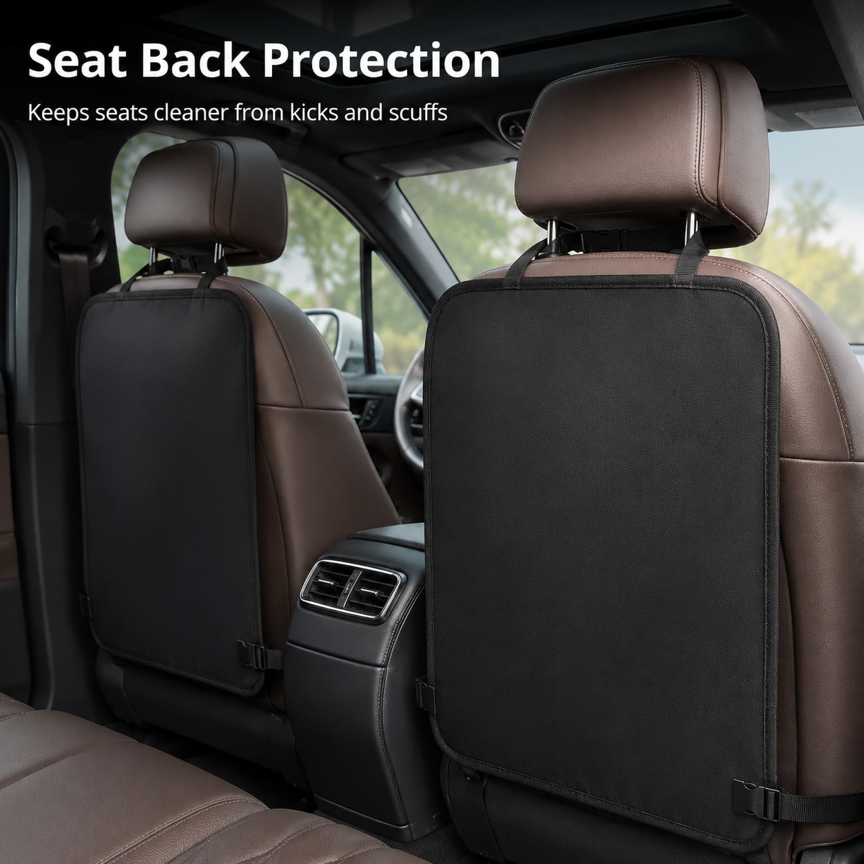 Car Seat Back Protector- Car Interior Kick Mat, Prevents Wear, Dirt, Stains, Easy To Clean, Black, Car Seat Protection| Car Accessories| Seat Covers, Rear Seat Covers