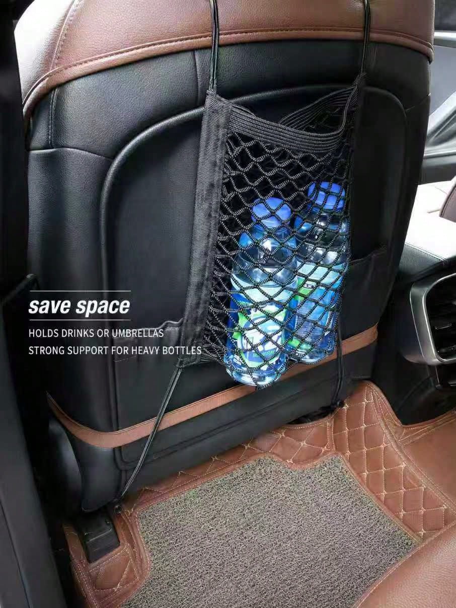 Car Seat Back Storage Organizer Net, 2-Layer 4-Side Protective Barrier Mesh, Child Safety Isolation Storage Bag For Car