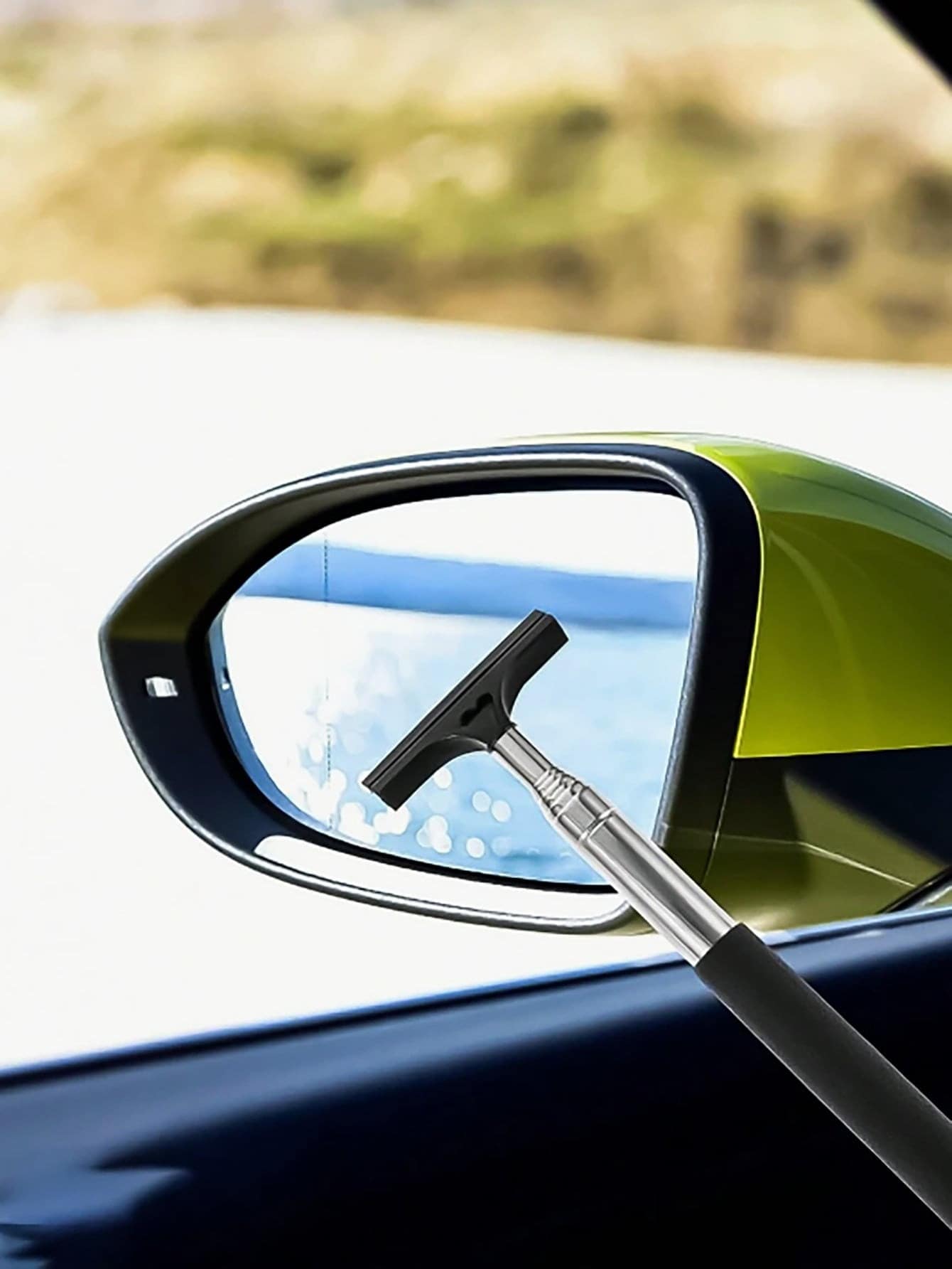 Car Side Mirror Squeegee, Retractable Windshield And Rearview Mirror Wiper, Telescopic Long Handle Water Stain Cleaner, Portable Interior And Exterior Car Cleaning Tool, Rain And Fog Weather Car Acces