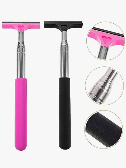 Car Side Mirror Squeegee, Retractable Windshield And Rearview Mirror Wiper, Telescopic Long Handle Water Stain Cleaner, Portable Interior And Exterior Car Cleaning Tool, Rain And Fog Weather Car Acces