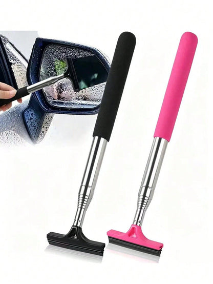 Car Side Mirror Squeegee, Retractable Windshield And Rearview Mirror Wiper, Telescopic Long Handle Water Stain Cleaner, Portable Interior And Exterior Car Cleaning Tool, Rain And Fog Weather Car Acces
