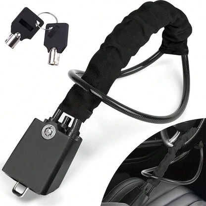 Car Steering Wheel Lock, Reinforced Braided Steel Cable Anti-Theft Lock, Easy To Operate Without Batteries, Comes With Two Keys, Suitable For Various Vehicle Models, Vehicle Safety Protection Product