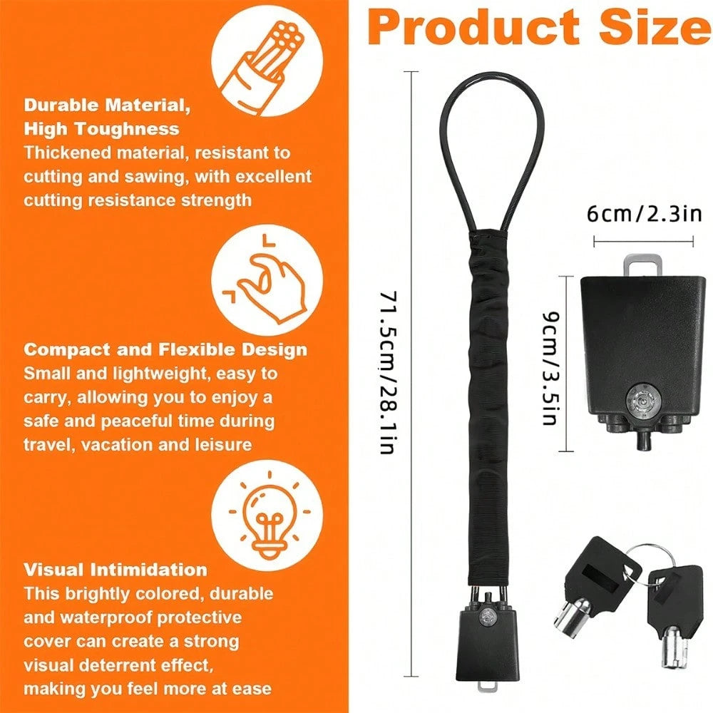 Car Steering Wheel Lock, Reinforced Braided Steel Cable Anti-Theft Lock, Easy To Operate Without Batteries, Comes With Two Keys, Suitable For Various Vehicle Models, Vehicle Safety Protection Product