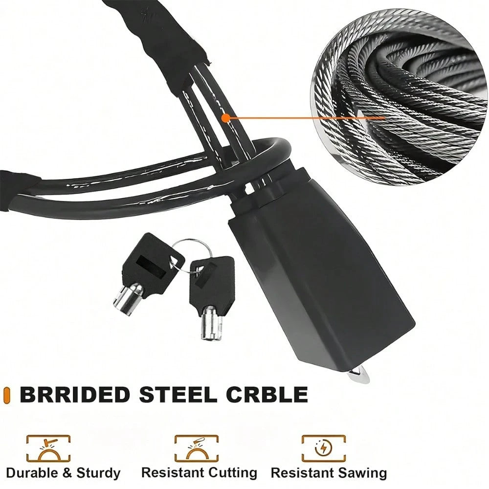 Car Steering Wheel Lock, Reinforced Braided Steel Cable Anti-Theft Lock, Easy To Operate Without Batteries, Comes With Two Keys, Suitable For Various Vehicle Models, Vehicle Safety Protection Product