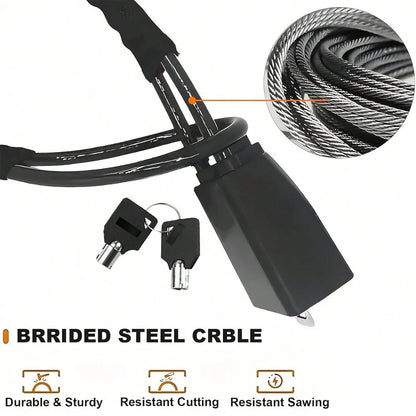 Car Steering Wheel Lock, Reinforced Braided Steel Cable Anti-Theft Lock, Easy To Operate Without Batteries, Comes With Two Keys, Suitable For Various Vehicle Models, Vehicle Safety Protection Product