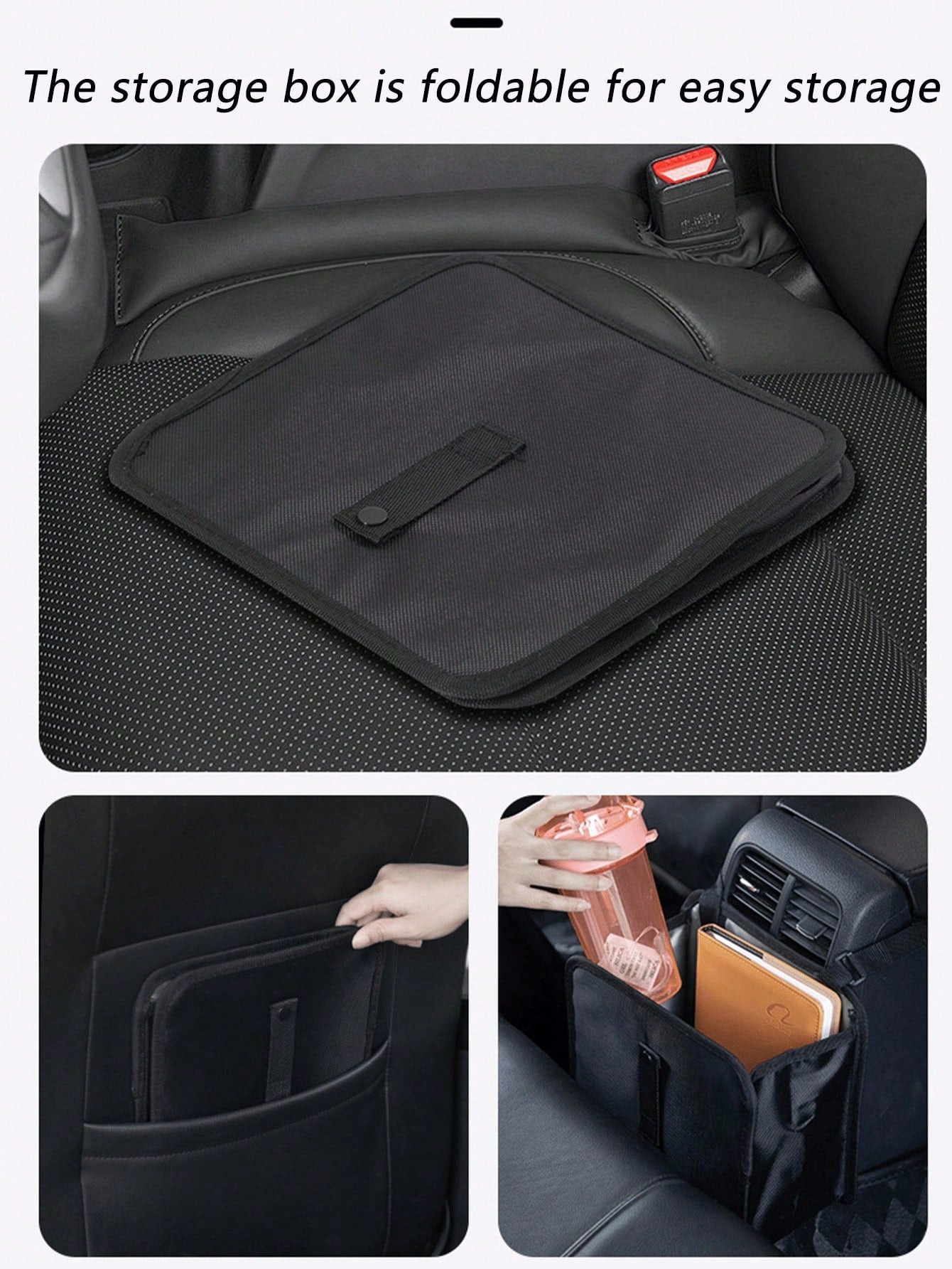Car Trash Can- Armrest Hanging Trash Basket, 2 Gallon Waterproof Black Trash Bin- Suitable For Car Interior- Fits All Car Models- Multi-Functional Practical Car Interior Storage Bag