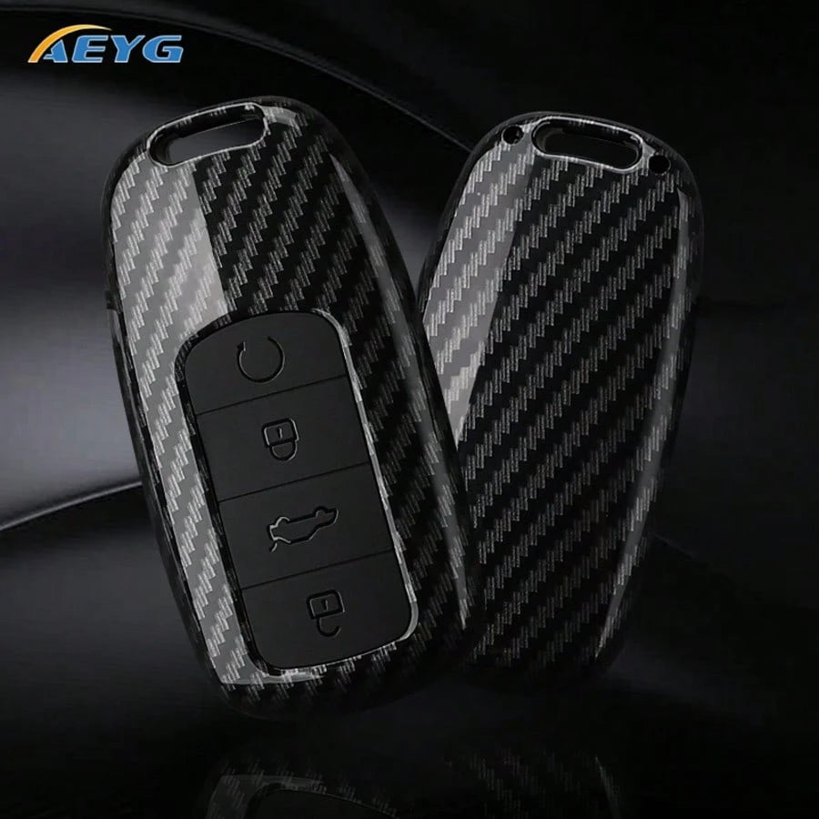 Carbon Fiber Style ABS Car Key Case Cover Compatible With Chery Tiggo 8 Pro Tiggo 8 Plus New 5 Plus 7 Pro Chery Tiggo 7 Pro Max Omoda 5 C5 Modod Protective Holder