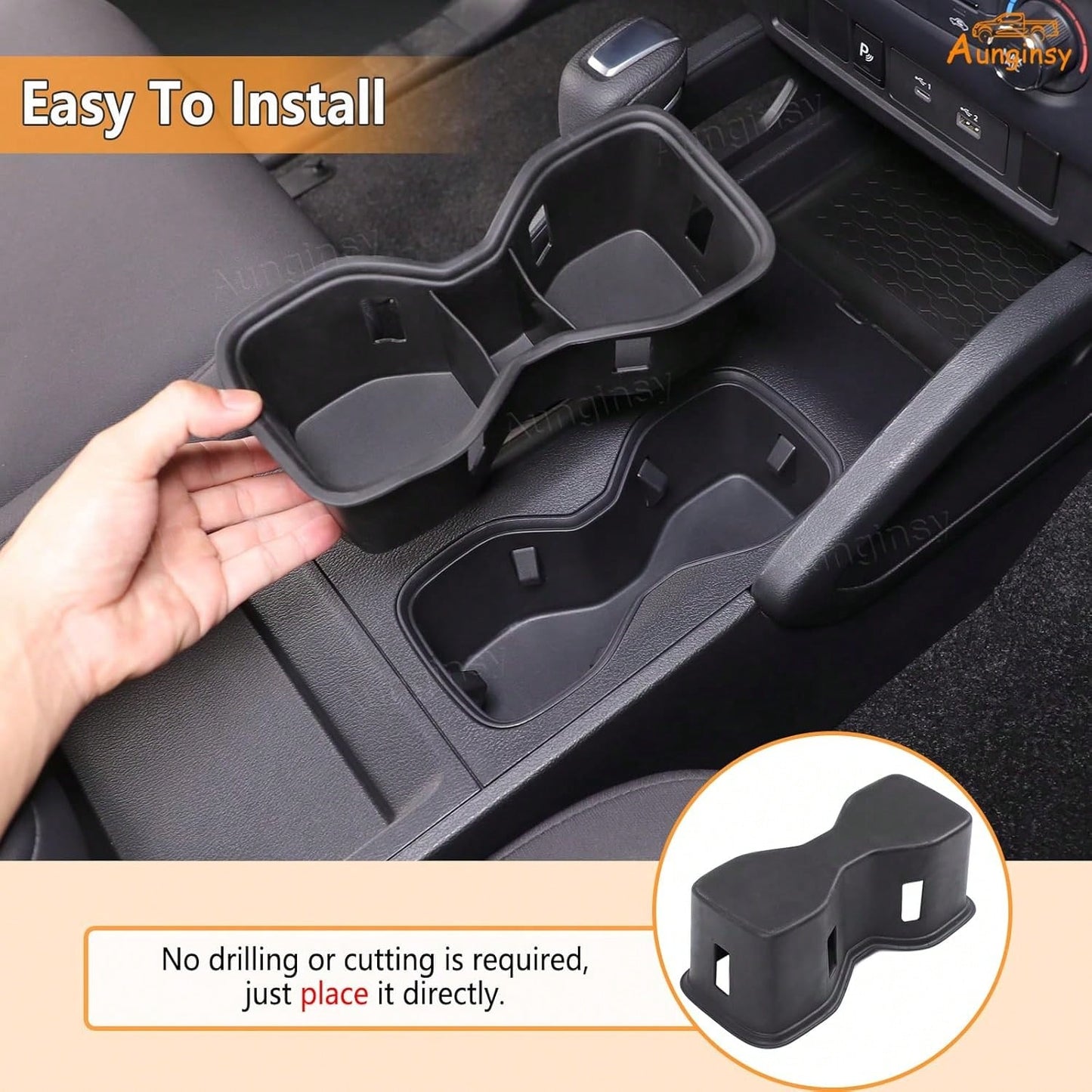 Center Console Cup Holder Inserts Compatible With 2022-2026 N/I/S/S/A/N Frontier, Non-Slip Cup Mat Organizer, Middle Armrest Drink Holder Protector Interior Accessories