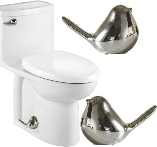 Ceramic Bird Toilet Bolt Covers Decorative Toilet Bolt Caps,Set Of 2 Toilet Caps For Bottom Of Toilet, Toilet Screw Cover Caps For Bolts Bathroom Decor Acessories, Easy Installation (Silver)