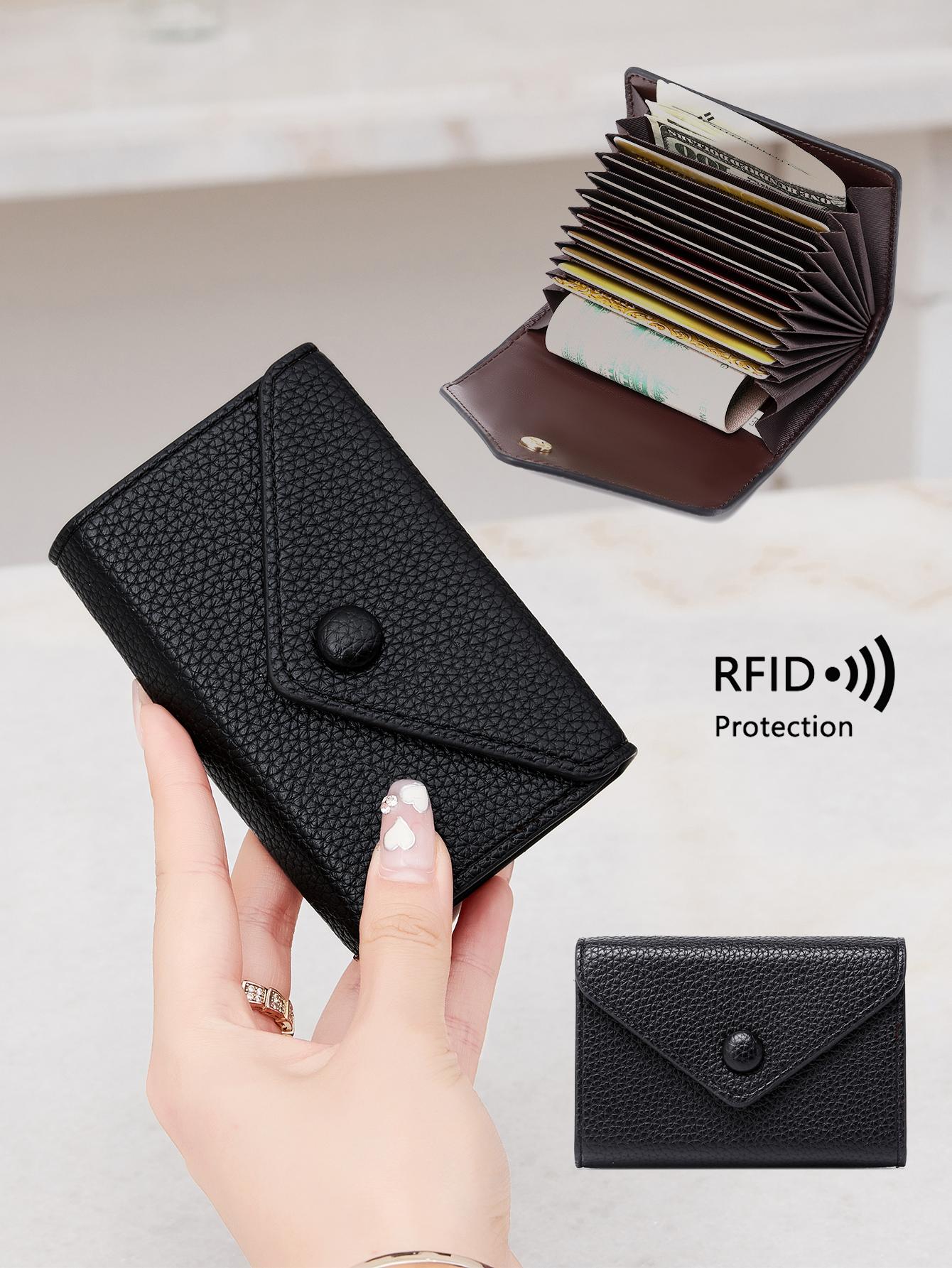 CHARM INFINITE RFID Anti-Theft New Style Wallet Litchi Grain Accordion Card Holder Lightweight Portable Minimalist Small Card Wallet