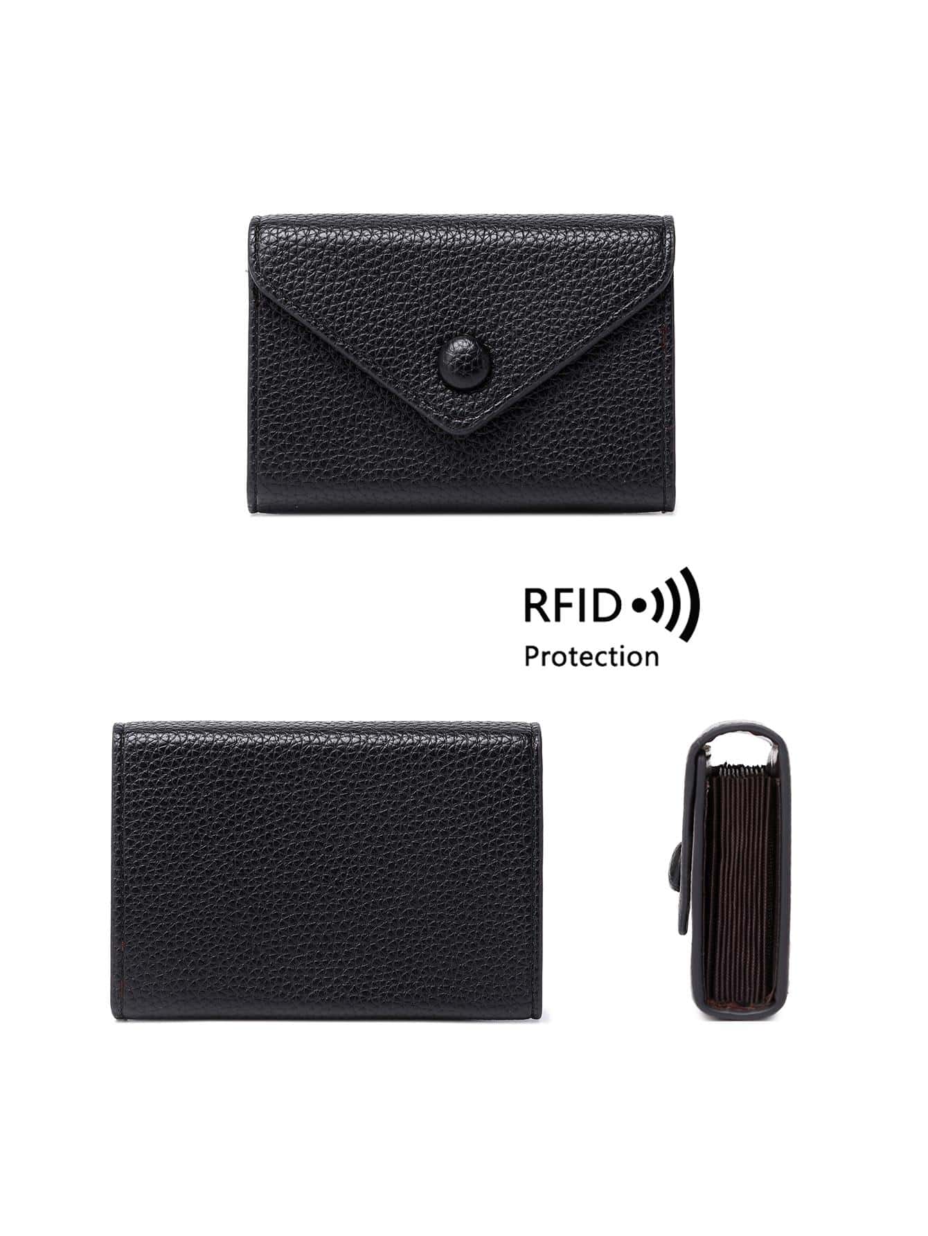 CHARM INFINITE RFID Anti-Theft New Style Wallet Litchi Grain Accordion Card Holder Lightweight Portable Minimalist Small Card Wallet