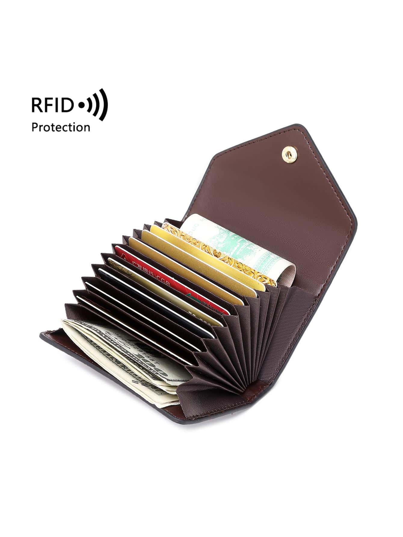 CHARM INFINITE RFID Anti-Theft New Style Wallet Litchi Grain Accordion Card Holder Lightweight Portable Minimalist Small Card Wallet