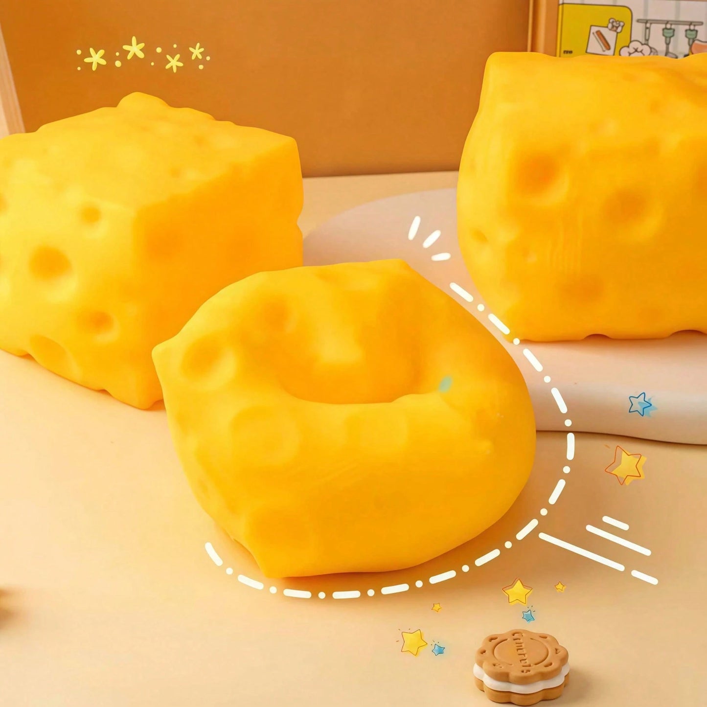 Cheese Shaped Cube Block Squeeze Toy, NeeD0h Squishies, Squishy, Squishy Toys, Squishy Finger Squeeze Toy, Squishy Stress Ball, Slow Rising Food Squishies, Stress Relief Toy, Easy Carry Multi-Use Soft