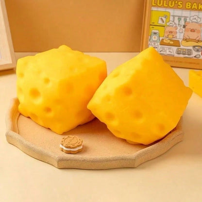 Cheese Shaped Cube Block Squeeze Toy, NeeD0h Squishies, Squishy, Squishy Toys, Squishy Finger Squeeze Toy, Squishy Stress Ball, Slow Rising Food Squishies, Stress Relief Toy, Easy Carry Multi-Use Soft