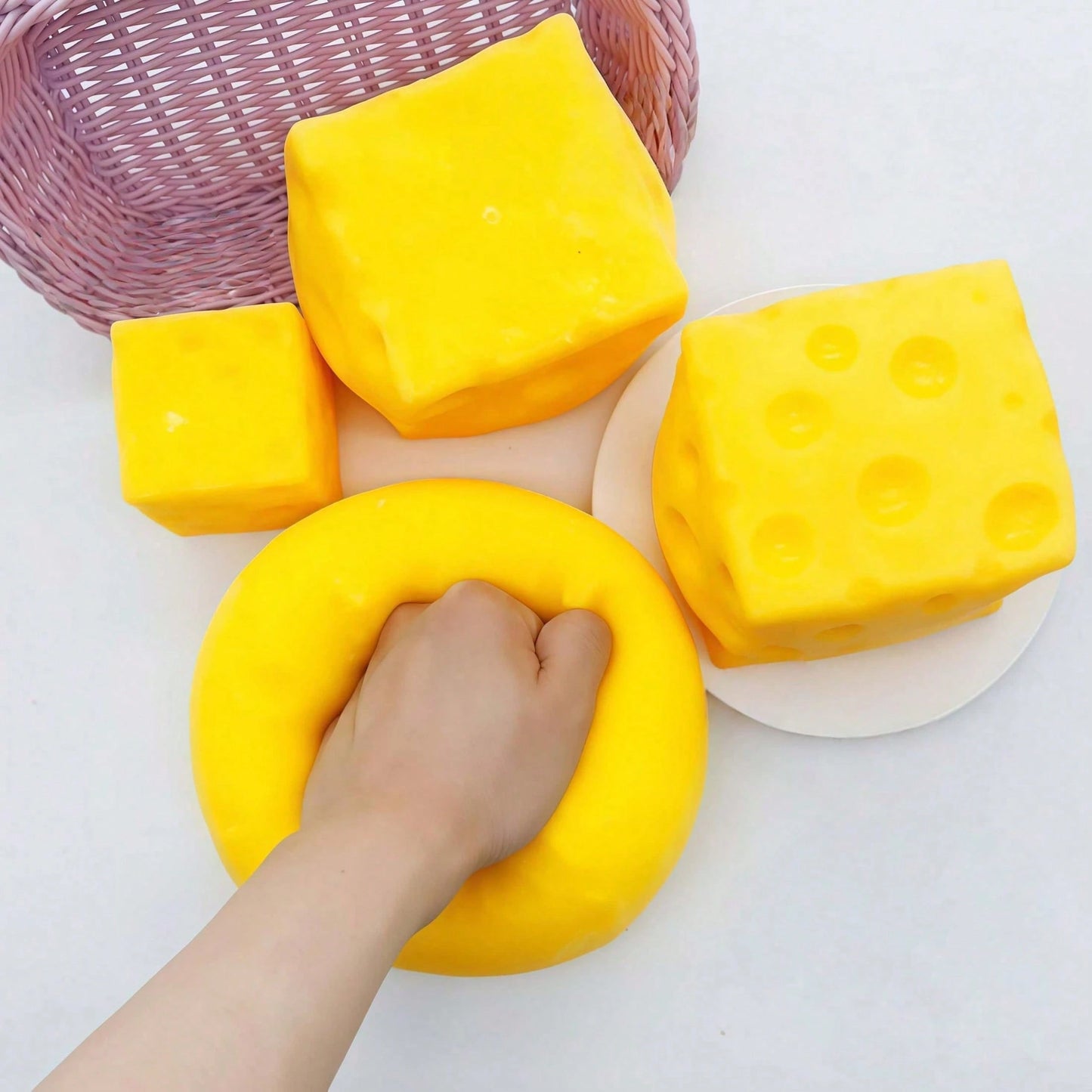 Cheese Shaped Cube Block Squeeze Toy, NeeD0h Squishies, Squishy, Squishy Toys, Squishy Finger Squeeze Toy, Squishy Stress Ball, Slow Rising Food Squishies, Stress Relief Toy, Easy Carry Multi-Use Soft