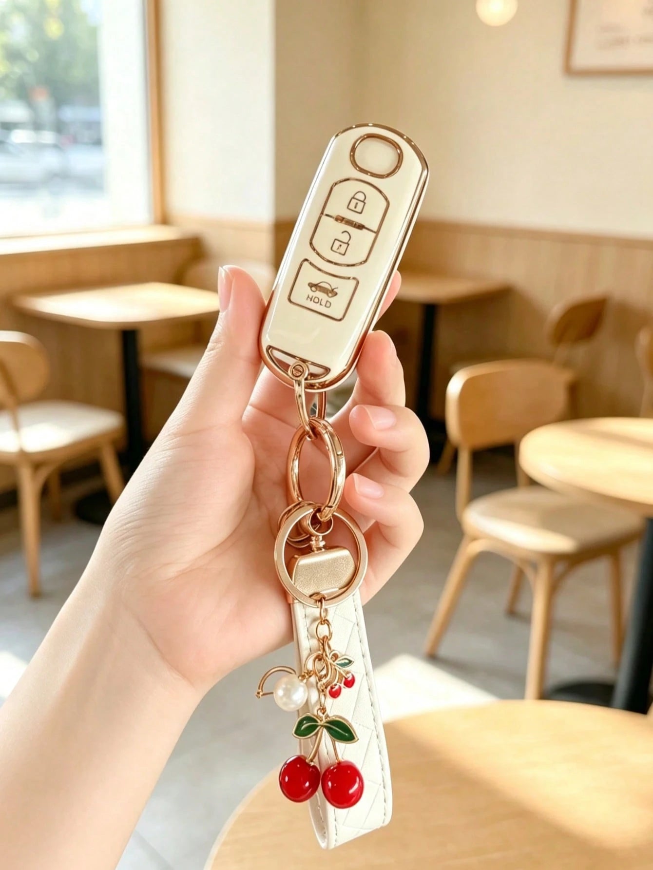 Cherry Pendant Keychain Suitable For Car Key Cover, Axela Key Case, Atenza CX3/CX4/CX4 Car Key Shell Protector Soft TPU Material