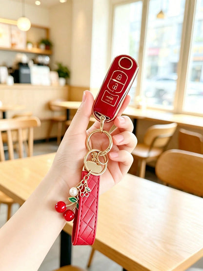 Cherry Pendant Keychain Suitable For Car Key Cover, Axela Key Case, Atenza CX3/CX4/CX4 Car Key Shell Protector Soft TPU Material