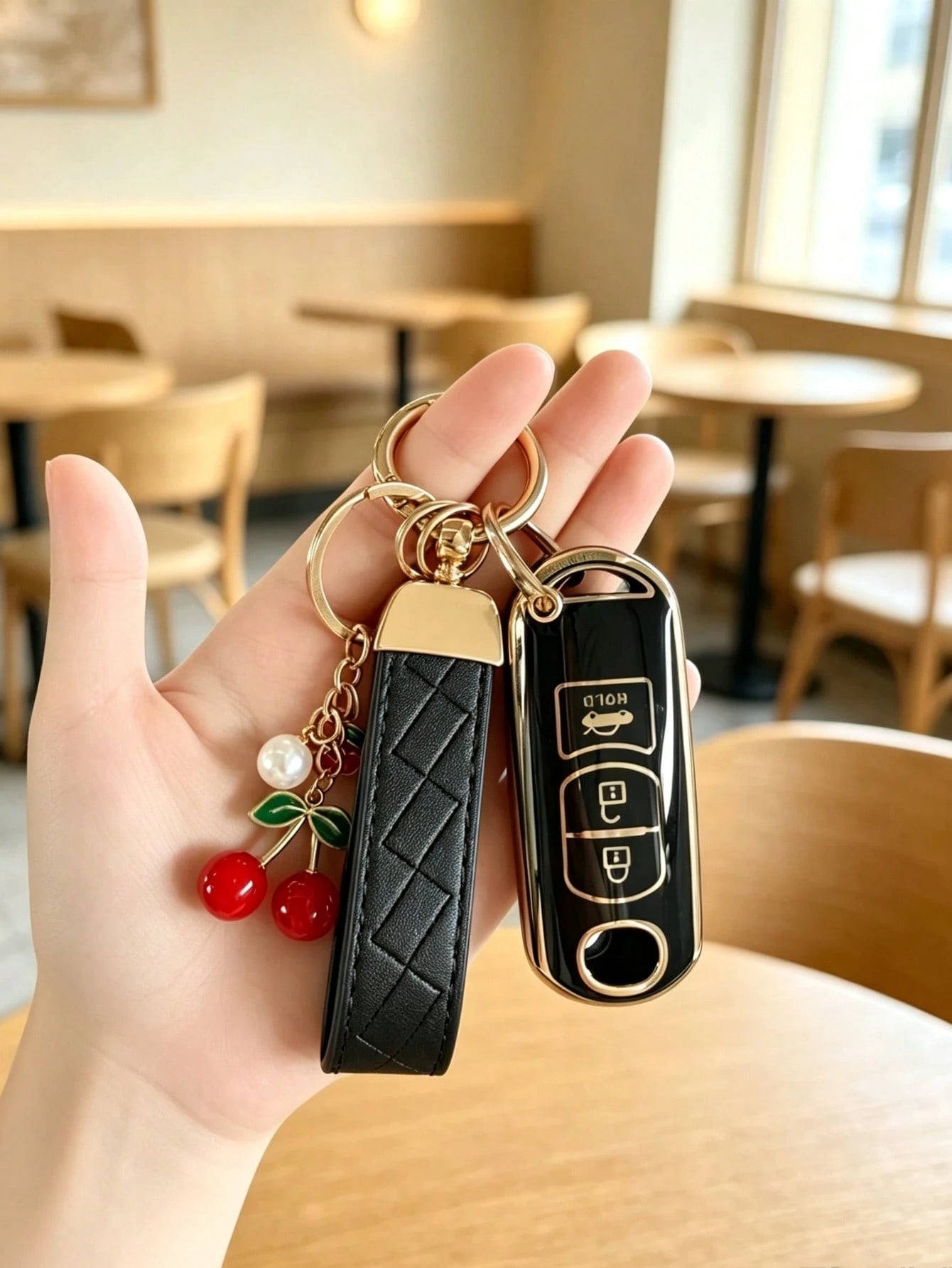 Cherry Pendant Keychain Suitable For Car Key Cover, Axela Key Case, Atenza CX3/CX4/CX4 Car Key Shell Protector Soft TPU Material