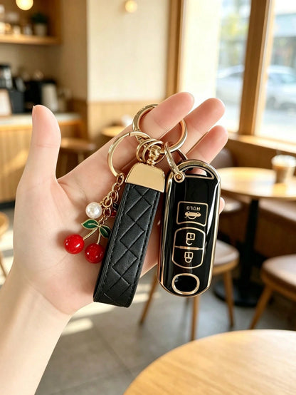 Cherry Pendant Keychain Suitable For Car Key Cover, Axela Key Case, Atenza CX3/CX4/CX4 Car Key Shell Protector Soft TPU Material