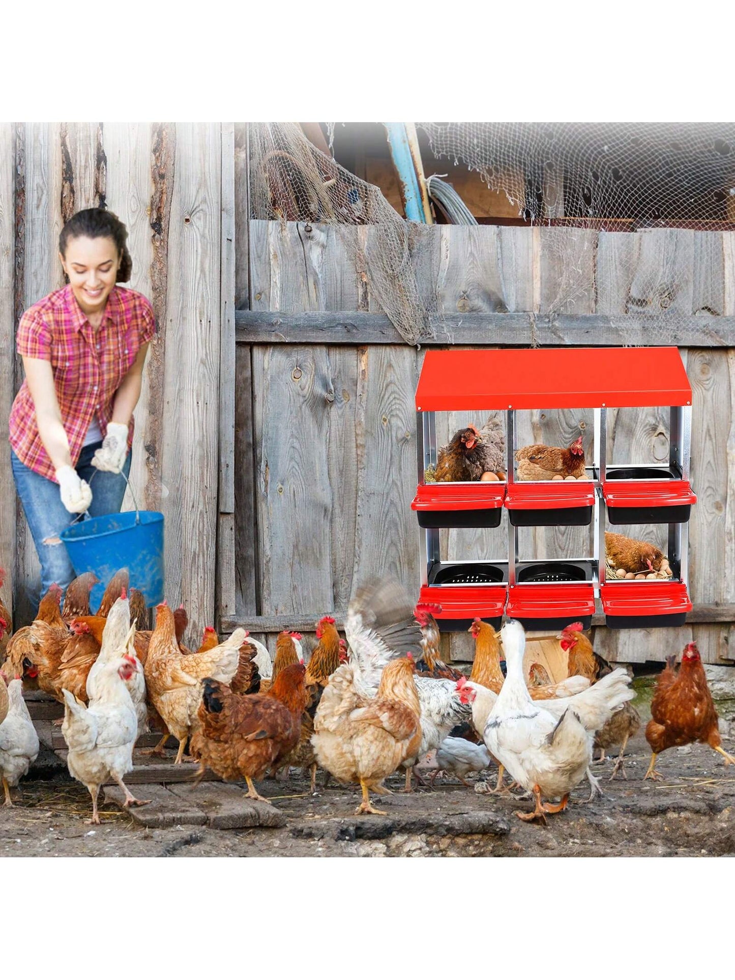 Chicken Nesting Boxes, With Hole Nesting Box For Laying Eggs, Chicken Laying Boxes For Chicken And Poultry To Collect Eggs, Hens Chicken Coop Box