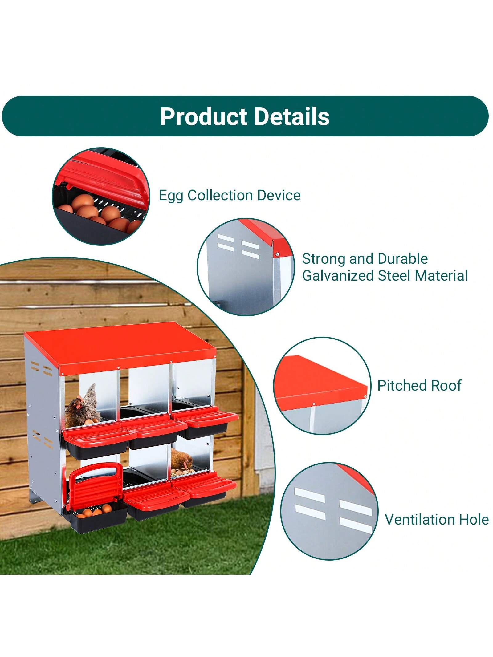 Chicken Nesting Boxes, With Hole Nesting Box For Laying Eggs, Chicken Laying Boxes For Chicken And Poultry To Collect Eggs, Hens Chicken Coop Box