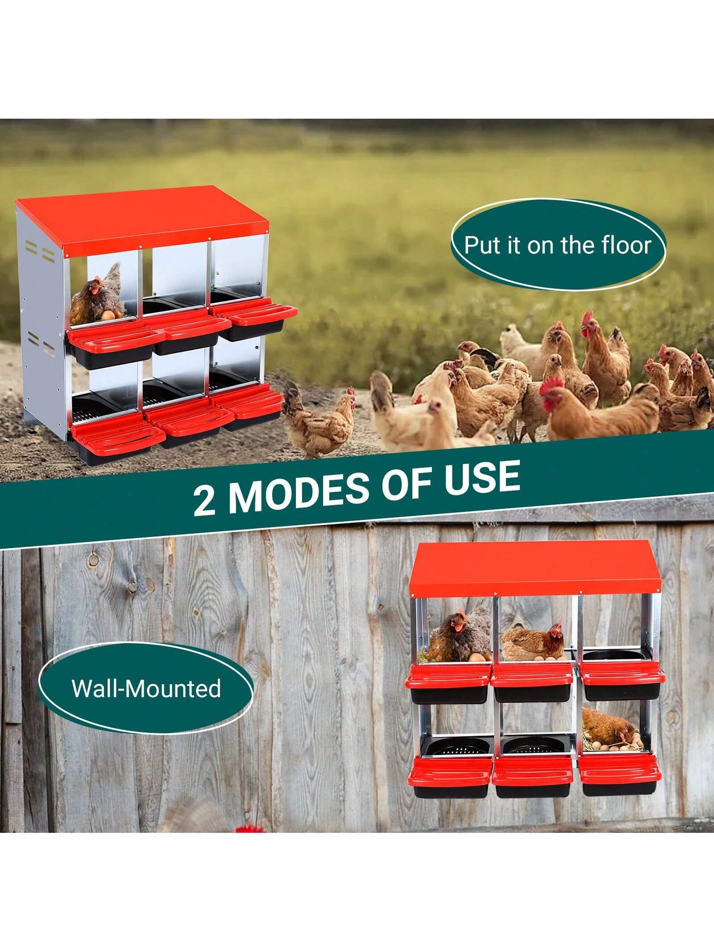 Chicken Nesting Boxes, With Hole Nesting Box For Laying Eggs, Chicken Laying Boxes For Chicken And Poultry To Collect Eggs, Hens Chicken Coop Box