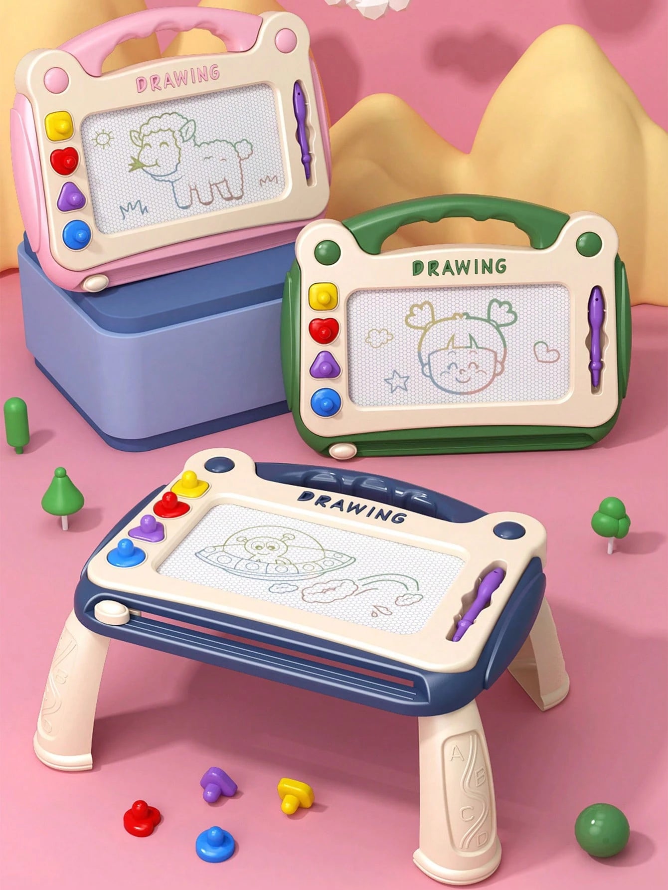 Children's Drawing Toys, Sports Aesthetic Toys, Children's Scribble Drawing Board, Learning And Educational Toys For Boys And Girls, With Magnetic Stamps, Children's Writing Board And Drawing Board Su