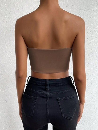 Chiquease Women's Solid Color Simple Daily Halter Top