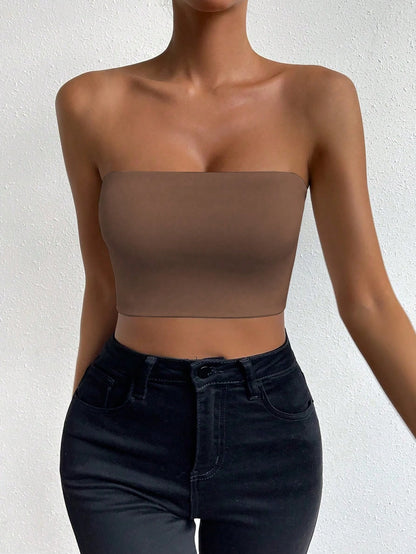 Chiquease Women's Solid Color Simple Daily Halter Top