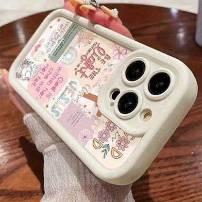 Christian Bible Verse Collage Phone 11 12 13 14 15 16 E 17 Pro Plus & S21-S26, A13- A54, Note 20, Be Light Floral Inspirational Design, Pastel Pink Shockproof Cover Women