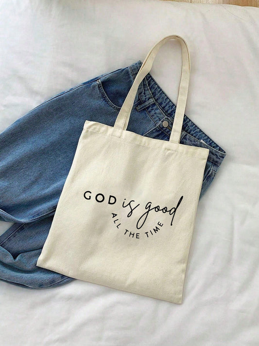 Christian Tote Bag, Vintage Bible Verse Print Tote Bag, Christian Gift, Large Capacity Fashion Shoulder Bag, Suitable For Outdoor Picnic, Gathering, Travel, Shopping.