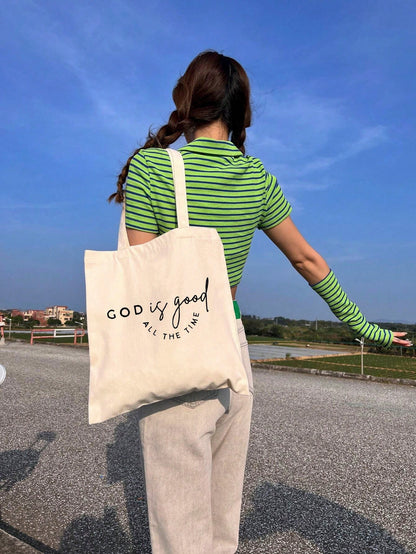 Christian Tote Bag, Vintage Bible Verse Print Tote Bag, Christian Gift, Large Capacity Fashion Shoulder Bag, Suitable For Outdoor Picnic, Gathering, Travel, Shopping.