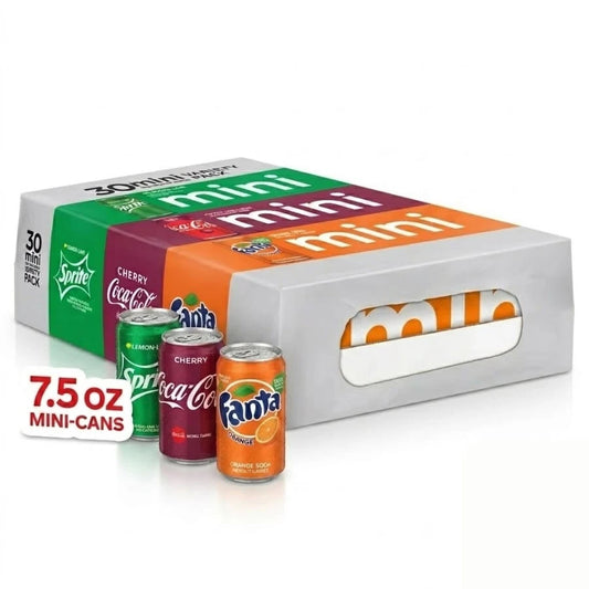 Coca-Cola Mini Variety Pack, Assorted Soft Drinks, 7.5 Fl Oz Mini Cans, 30 Count