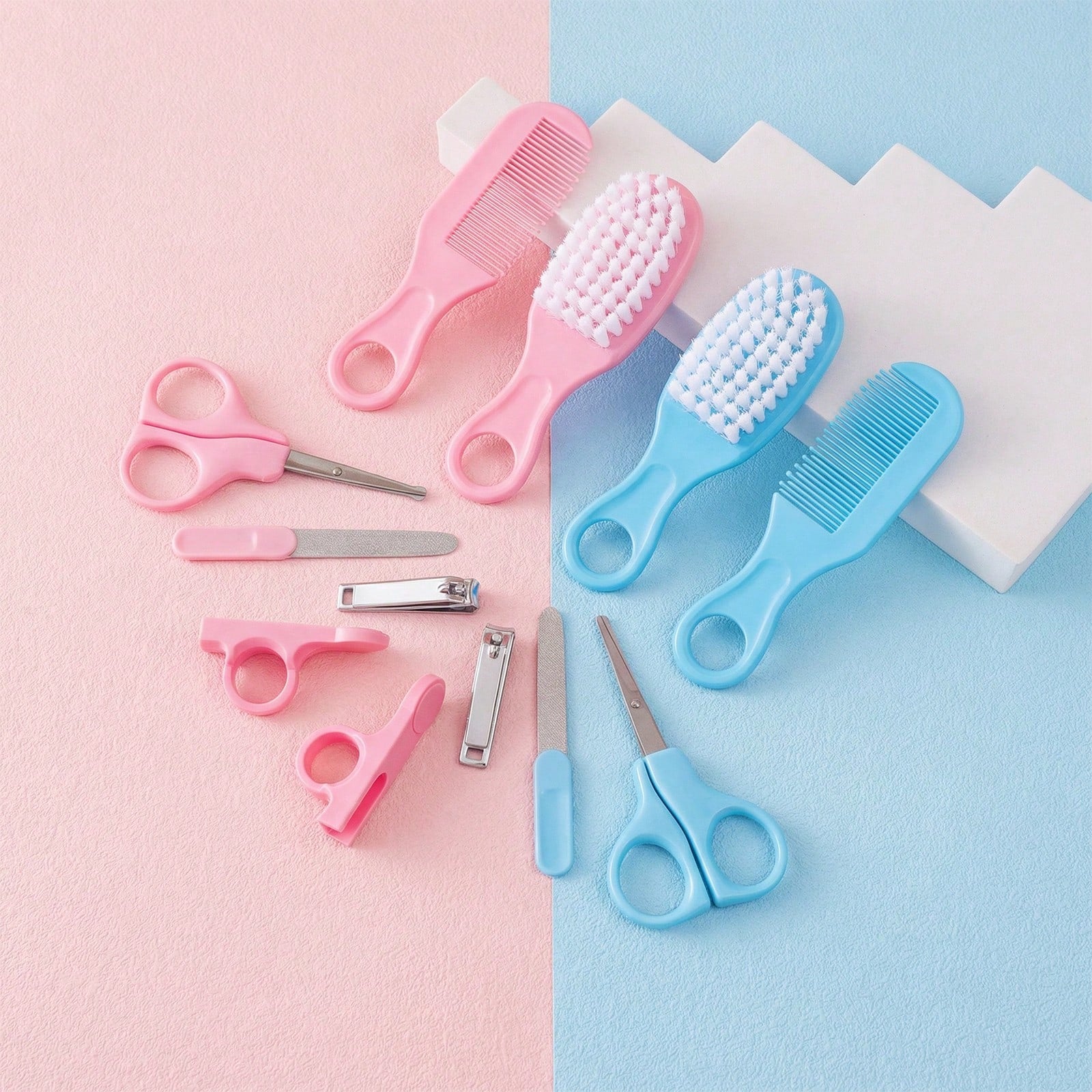 Cochildor Baby Hygiene Care Set 6Pcs, Hair Tools & Nail Clipper, Plastic Grooming Kit, Great Gift For Kids