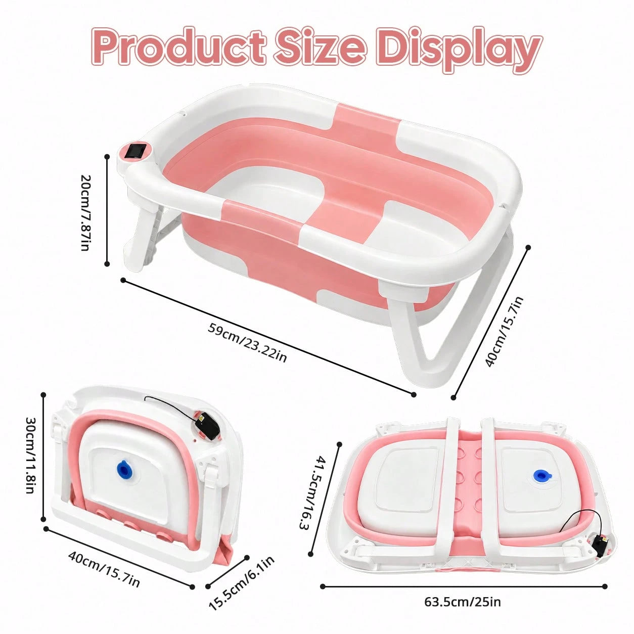 Cochildor Foldable Baby Bathtub With Soft Bath Pad, Portable And Suitable For Both Home And Outdoor Use (Pink/ Gray/ Blue)