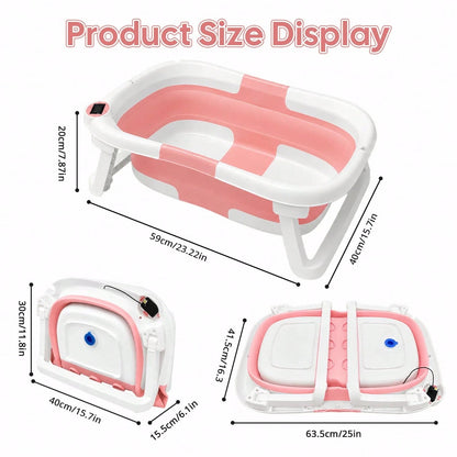 Cochildor Foldable Baby Bathtub With Soft Bath Pad, Portable And Suitable For Both Home And Outdoor Use (Pink/ Gray/ Blue)