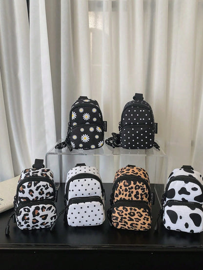 Coin Purse Mini Bag Pendant Bag Zebra Print Leopard Print Cow Print Cherry Daisy Backpack Charm Backpack Pendant Bag Black White Polka Dot White Black Polka Dot