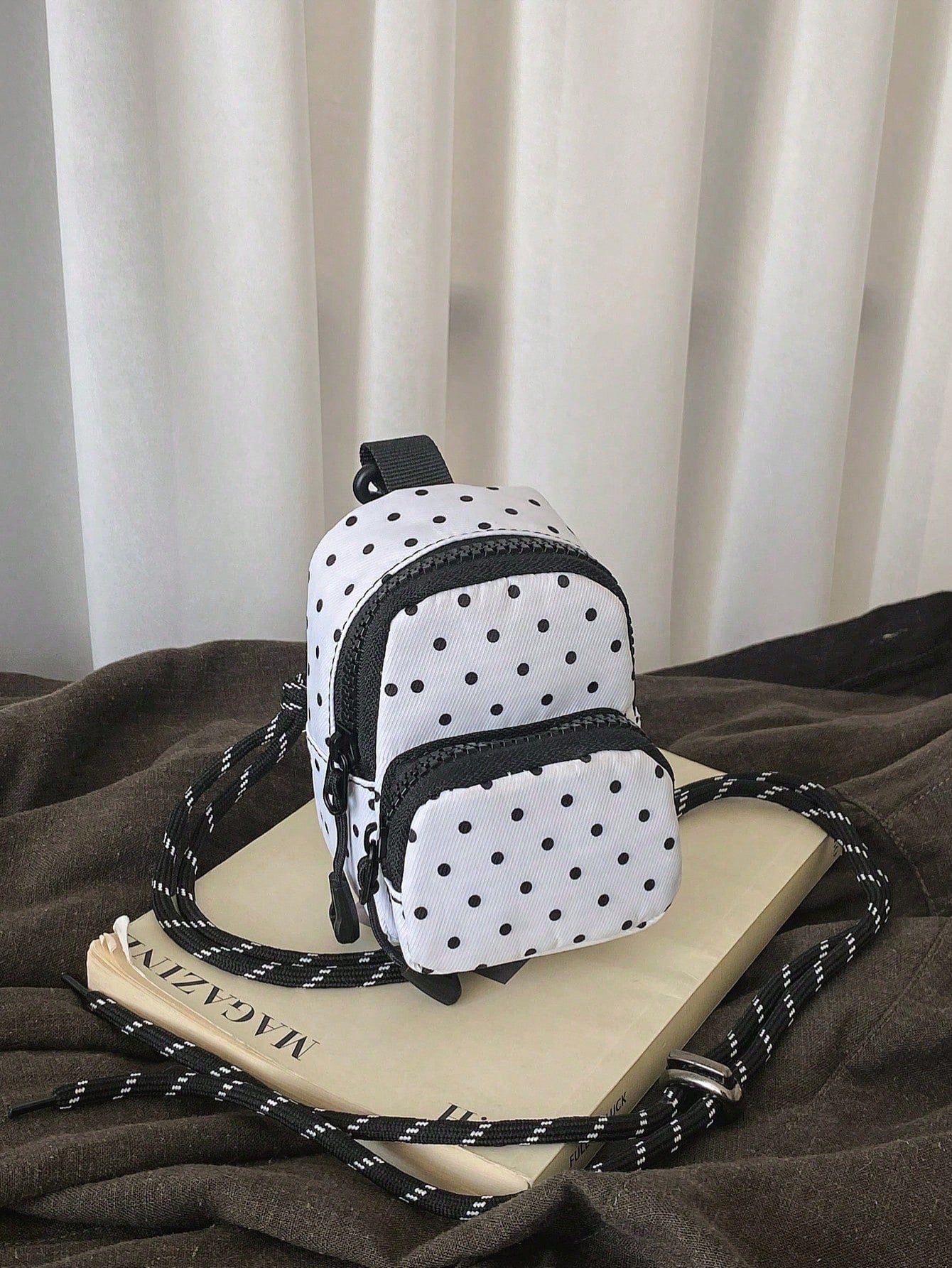 Coin Purse Mini Bag Pendant Bag Zebra Print Leopard Print Cow Print Cherry Daisy Backpack Charm Backpack Pendant Bag Black White Polka Dot White Black Polka Dot