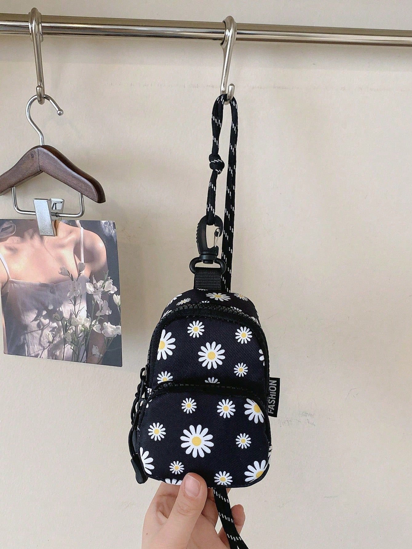 Coin Purse Mini Bag Pendant Bag Zebra Print Leopard Print Cow Print Cherry Daisy Backpack Charm Backpack Pendant Bag Black White Polka Dot White Black Polka Dot