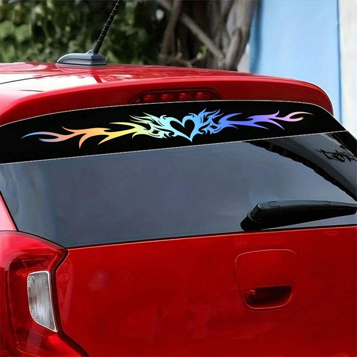 Colorful Heart-Shaped Flame Pattern Car Windshield Sticker, Perfect For Enhancing Your Car's Appearance, Waterproof And Scratch-Resistant, Suitable For All Car Models, High-Quality Durable Material, L