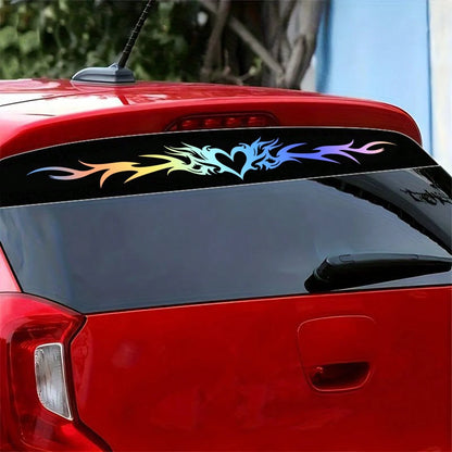 Colorful Heart-Shaped Flame Pattern Car Windshield Sticker, Perfect For Enhancing Your Car's Appearance, Waterproof And Scratch-Resistant, Suitable For All Car Models, High-Quality Durable Material, L