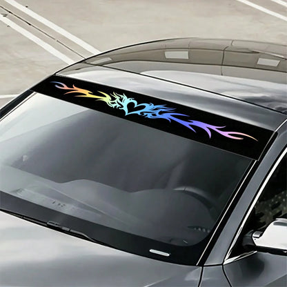 Colorful Heart-Shaped Flame Pattern Car Windshield Sticker, Perfect For Enhancing Your Car's Appearance, Waterproof And Scratch-Resistant, Suitable For All Car Models, High-Quality Durable Material, L